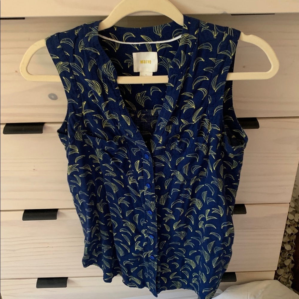 Maeve Navy & Banana Blouse